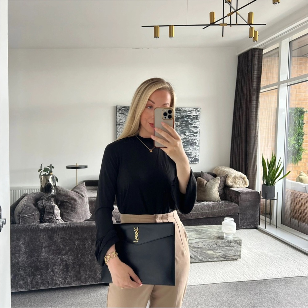 Flash Sale 🔥 Black YSL large uptown pouch clutch bag